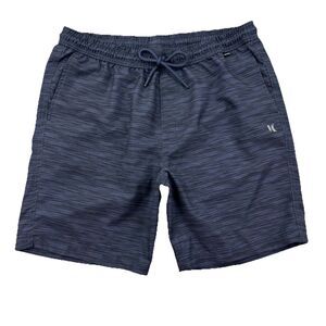 Hurley Mens Shorts Size Medium Striped Drawstring Swim Hybrid Board Shorts Logo